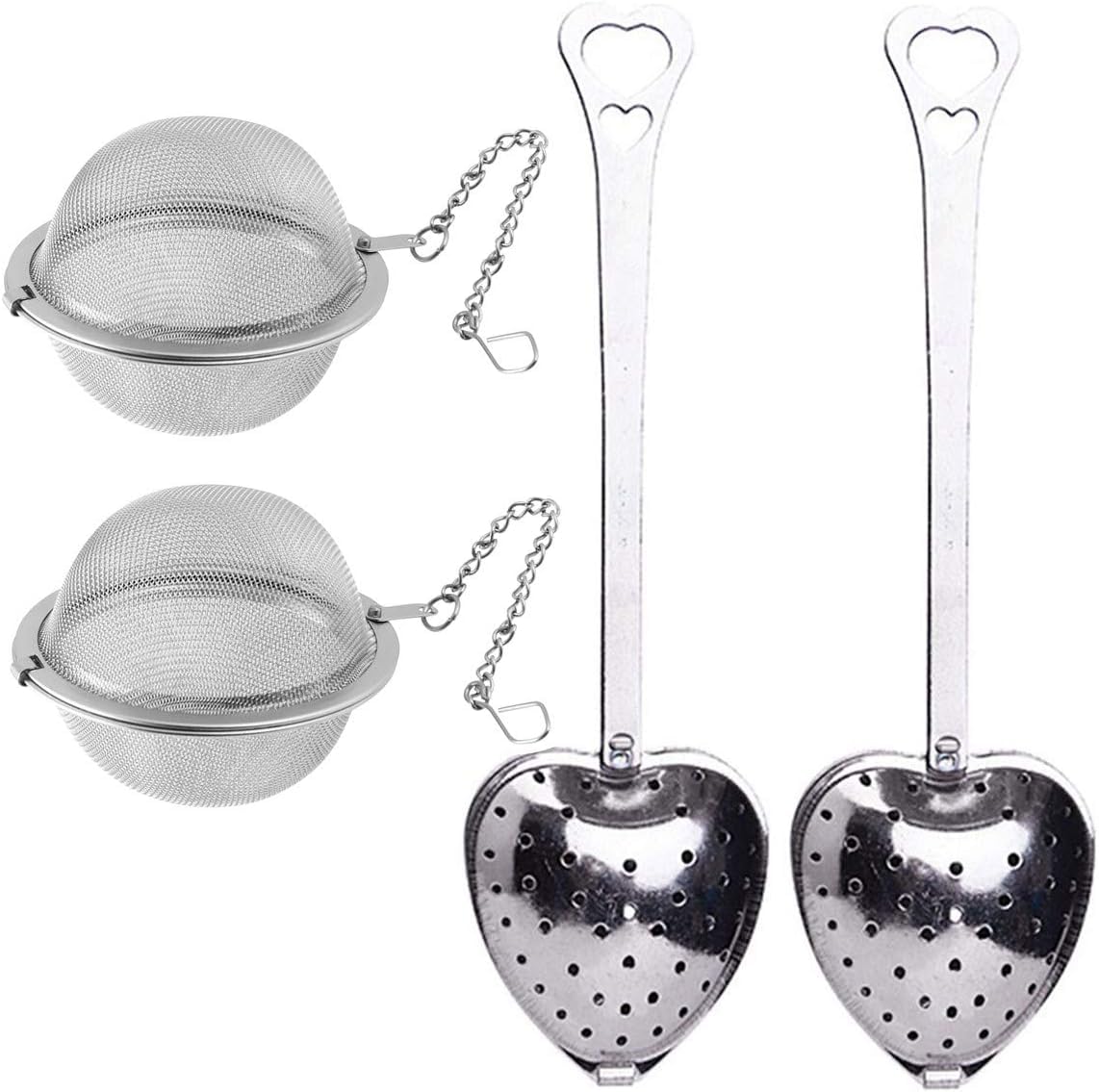 CHEYLIZI 4 Pack Tea Infuser Stainless Steel Mesh Tea Ball for Loose Leaf Tea and Mulling Spices