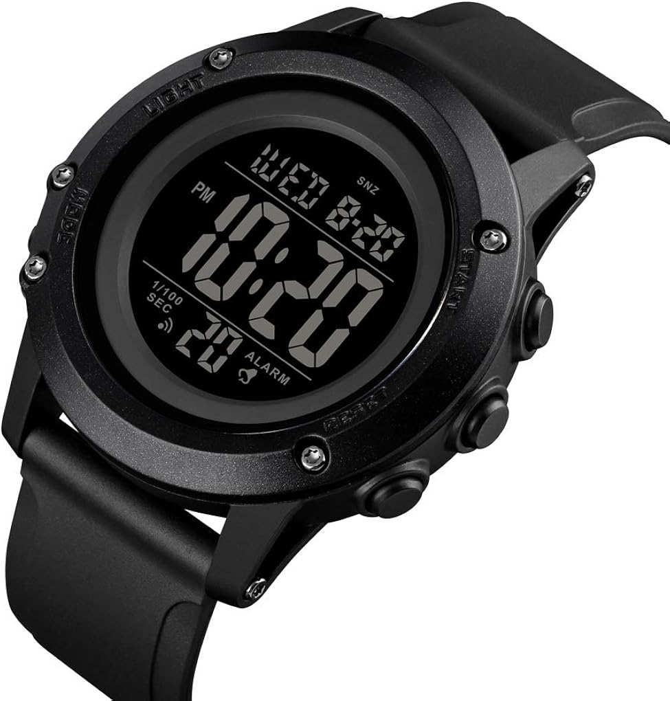 Men's Digital Sports Watch Large Face Waterproof Wrist Watches for Men with Stopwatch Alarm LED Back Light: Watches