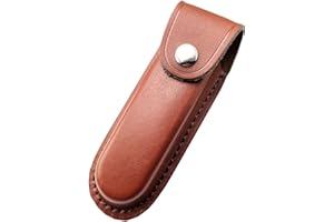 SANSEENIA Multitool Sheath, Leather Knife Sheath Holster with Belt Loop, Tactical Knife Pouch Fit 5" Folding Knife, Pocket Knife Holder for Belt, Scabbard Pouch Bag for Multi Tool Knife Trapper Knife