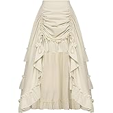 SCARLET DARKNESS Women's 2026 Summer Skirt Gothic Steampunk Skirt Renaissance High-Low Bustle Skirt