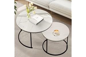 XINHE Round Coffee Table, Circle Nesting Coffee Tables for Living Room, Small Dining Center Space Saving Living Room Small Tables, Modern Center Table Dining,Modern Home Furniture White