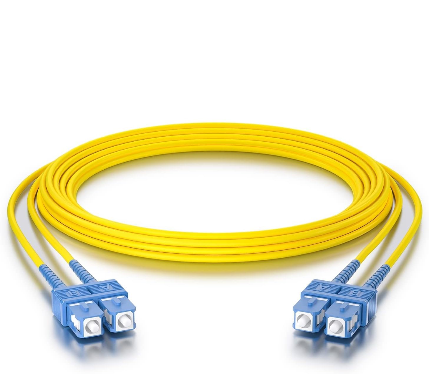 10Gtek Fiber Patch Cable - SC to SC OS2 10Gb/Gigabit Singlemode Jumper Duplex 9/125 LSZH Fiber Optic Cord, Yellow, 2-Meter(6.5ft)