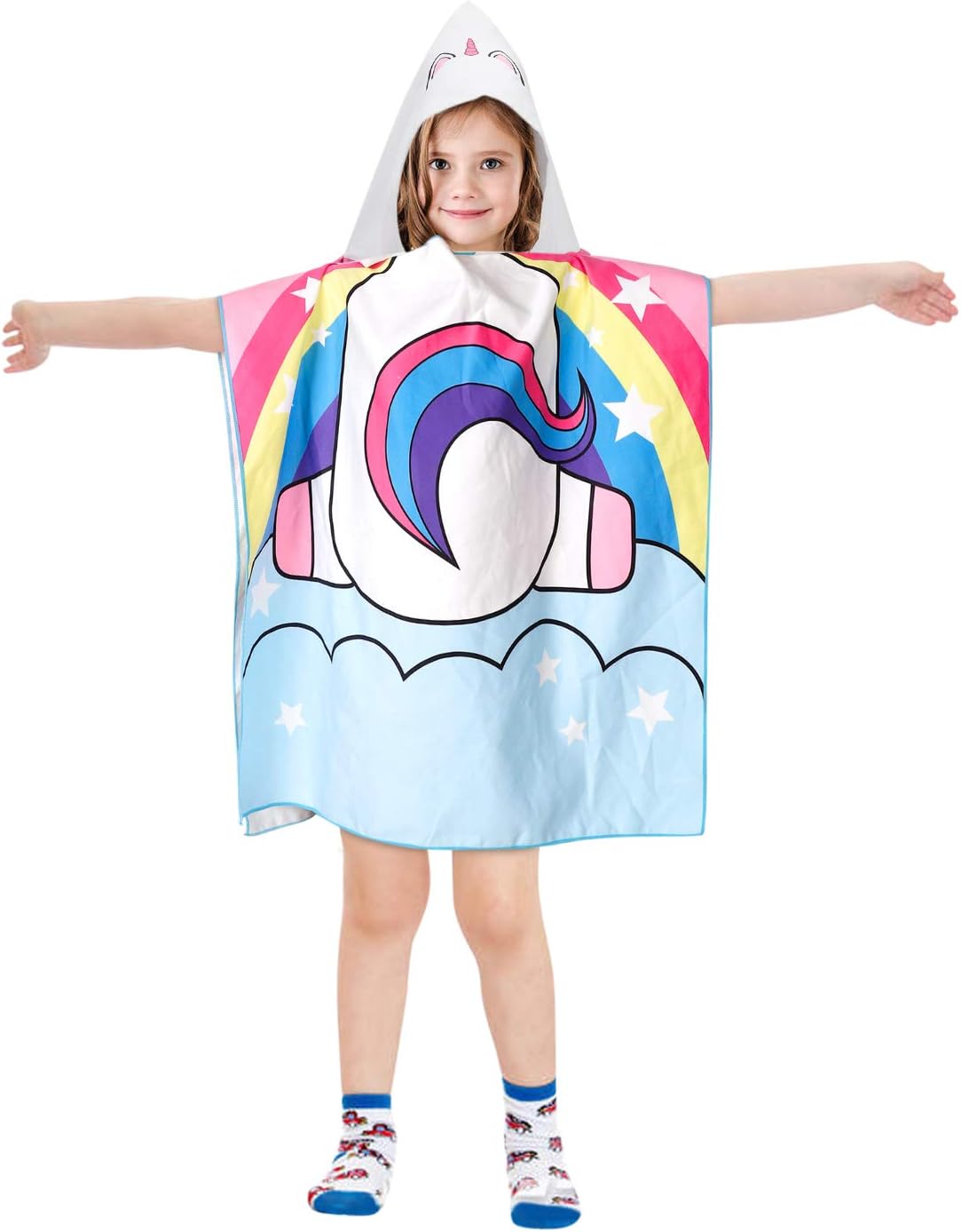 Akamino Kids Hooded Bath Towel, Ultra Soft Beach Towel Premium Quality Material Poncho Cape for Children, Ideal for Pool, Beach, Bath Time, 1-7 Years Old Kids Bath Robe