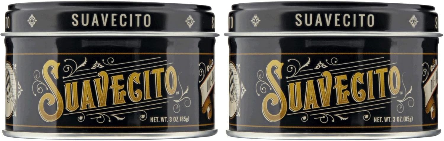 Suavecito Oil Based Pomade, Healthy Shine Long Lasting Hold, Medium Hold & Shine, Perfect For Any Hair Type, 3oz/85g x 2