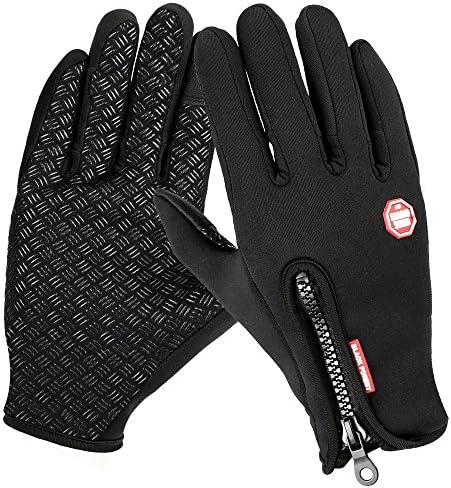Winter Gloves, TraAcc Touch Screen Gloves Black Gel Men &amp; Women Gloves for Cycling, Running, Climbing and Winter Outdoor Sports- Windproof and Adjustable Size (Black, L)