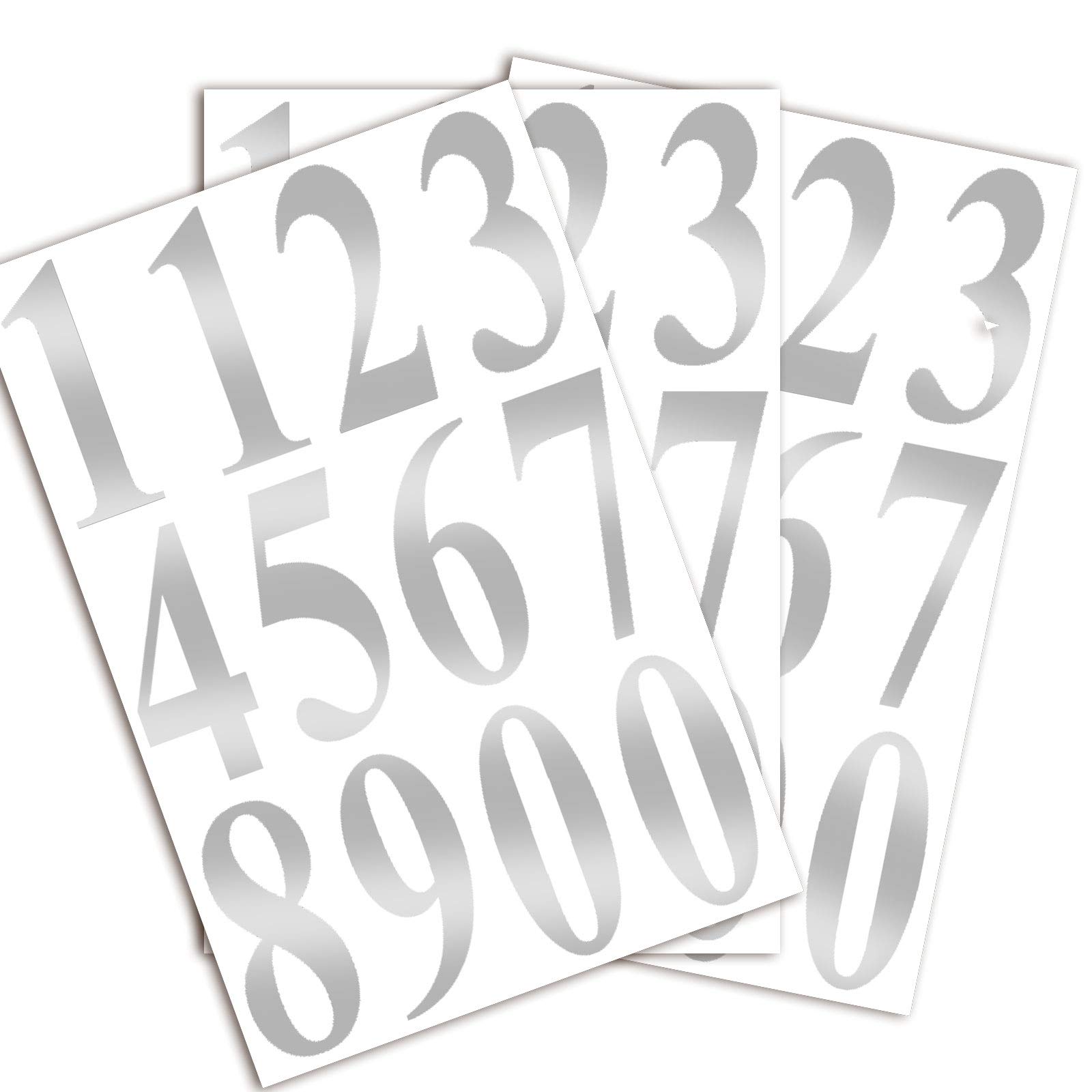 Photo 1 of Die Cut Reflective Silver Vinyl Numbers Stickers 3 Inch Self Adhesive - 3 Sets - Premium Decal for Mailbox, Signs, Window, Door, Cars, Trucks, Home, Business, Address Number, Indoor or Outdoor