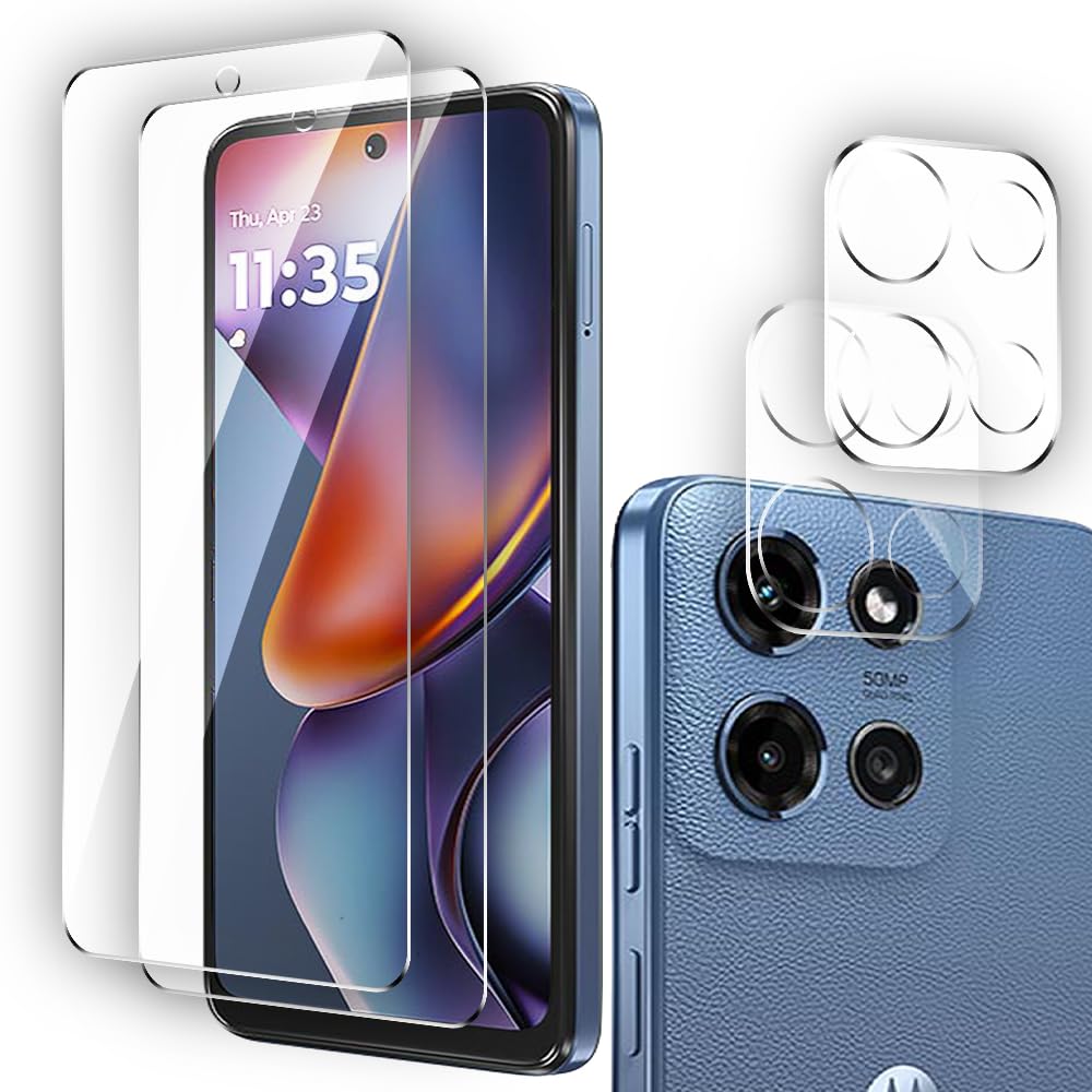 RONFUS 2 Pack Tempered Glass Screen Protector for Motorola Moto G 5G 2025 with 2 Pack Camera Lens Protector,Ultra HD, Anti-fingerprint Case Friendly