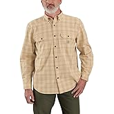 Carhartt Mens Loose Fit Midweight Chambray Long-Sleeve Plaid Shirt