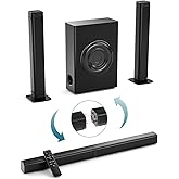 GEOYEAO Sound Bars for TV with Subwoofer, 2.1ch Home Audio Speaker & 3D & 240W Deep Bass Subwoofer Bluetooth 2-in-1 Detachable TV Surround Sound Speaker System