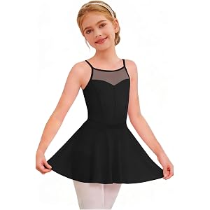 Haloumoning Girls Ballet Leotards with Removable Skirt Toddler Sleevesless Mesh Dance Outfit Combo 3T-10Y