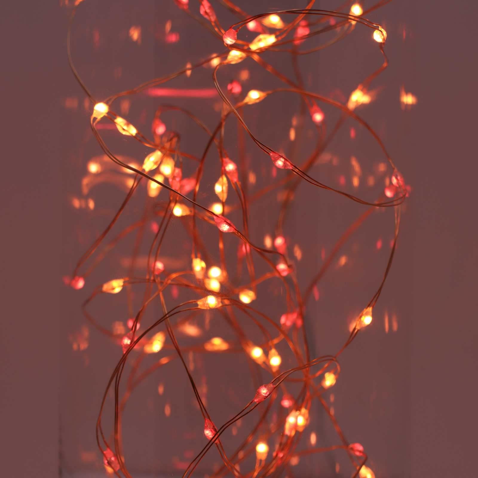 Qbis Red and Orange Fairy Lights on thin Copper wire, Micro LED Christmas String Lights. A Unique Combination of Red and Orange LEDs - Remote, Timer, Multifunction (Sunset2)