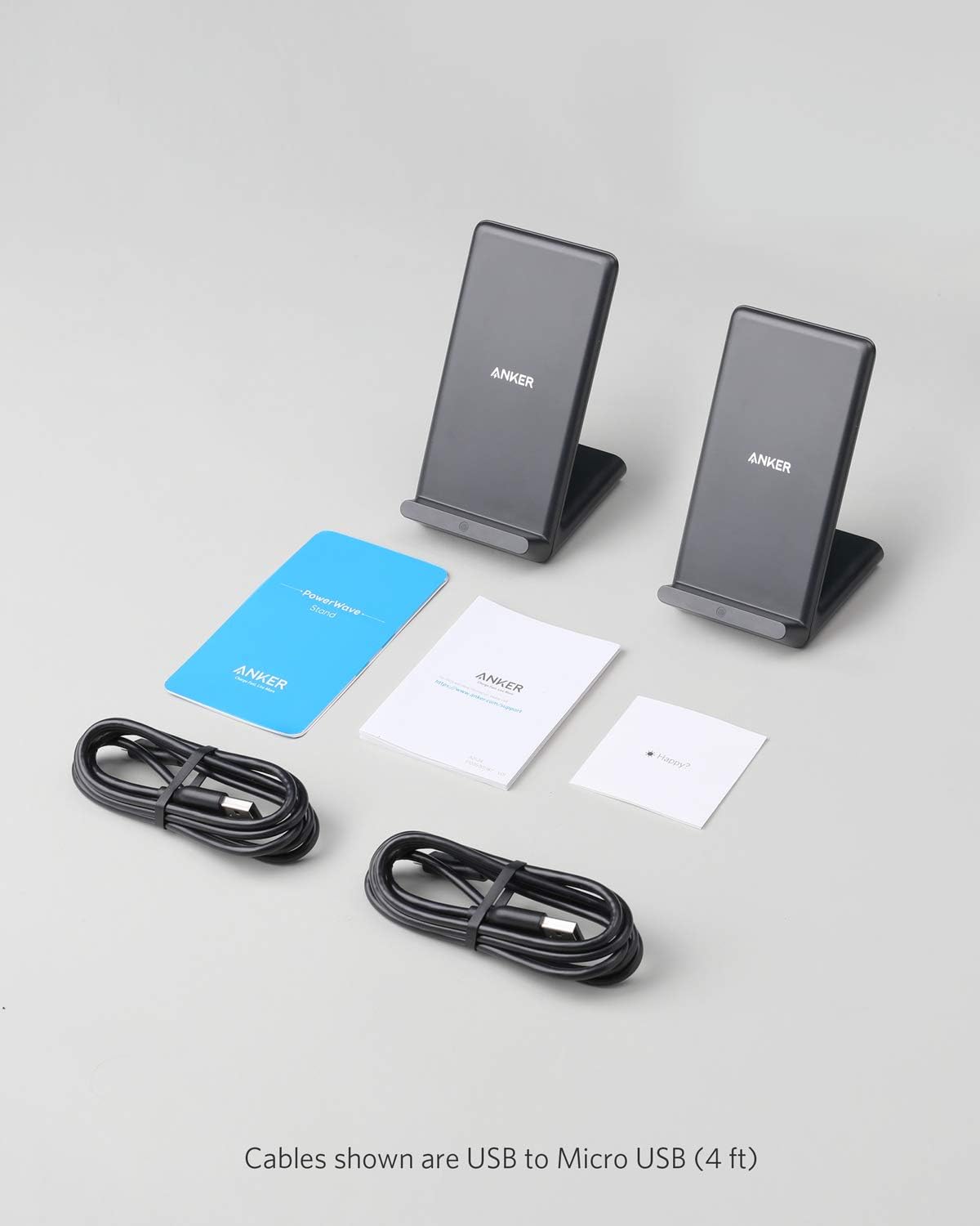 Anker Wireless Charger, 2-Pack PowerWave Stand Upgraded, Qi-Certified, Fast Charging iPhone 12, 12 Mini, 12 Pro Max, SE, 11, 11 Pro, 11 Pro Max, Galaxy S20 S10 S9 S8, Note 10 Note 9 (No AC Adapter)