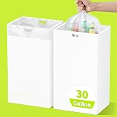 Kaiferty 30 Gallon Disposable Trash Cans for Parties, 2 Pack Extra Large Collapsible Pop Up Trash Can with Handles, Portable Cardboard Garbage Can &amp; Recycling Bin for Party Kitchen Camping, White