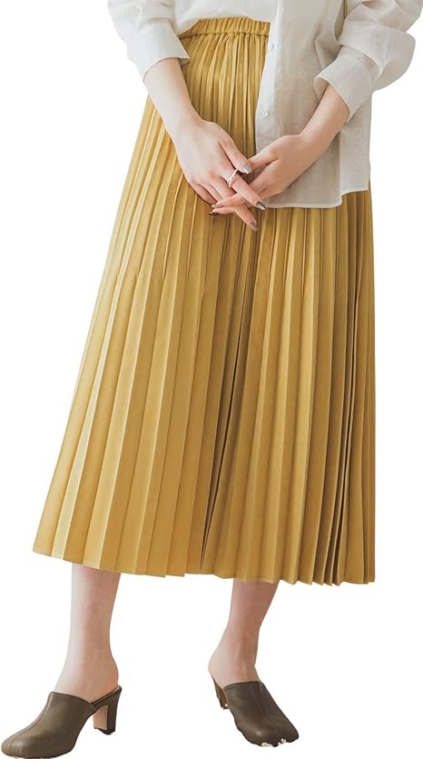 Amazon アーバンリサーチ スカート スウェードタッチプリーツスカート レディース Ur07 25t002 Yellow Free スカート 通販
