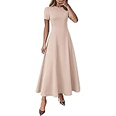 KIRUNDO Wedding Guest Dresses for Women 2026 Spring Summer Short Sleeve Pleated Long Flowy A Line Formal Maxi Dress Pockets