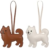 Apausvcm 2pcs Leather Dog Bag Charm Dog Shaped Keychain Keyring Dogs Lover Charm Keychain Cute Leather Animal Ornament Handmade Key Holder Charms Gifts for Purse Handbags Bag Accessories