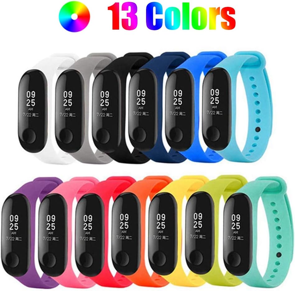 H-Piano Pulseras Xiaomi Mi Band 3, [Compatible con Xiaomi Mi Smart Band 4]-13PCS Silicona Banda para XIAOMI Mi Band 3/4 Reemplazo Correa - Prevención de pérdidas: Amazon.es: Deportes y aire libre