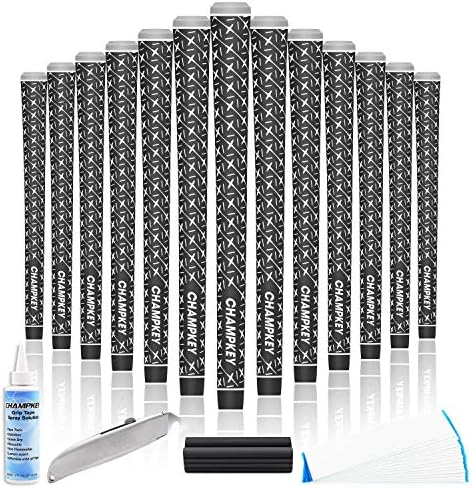 Champkey X Rubber Golf Grips Set of 13 – Choose Between 13 Grips with 15 Tapes and 13 Grips with All Repair Kits Champkey X Rubber Golf Grips Set of 13 – Choose Between 13 Grips with 15 Tapes and 13 Grips with All Repair Kits