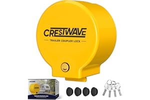 CRESTWAVE Trailer Hitch Locks for Coupler, Heavy-Duty Trailer Tongue Lock, Steel Trailer Hitch Ball Locks for 2-5/16", 2 inch, 1-7/18" Coupler on RV/Camper/Boat/Dump/Cargo/Utility Trailers, 4 Keys&4 Dust Caps