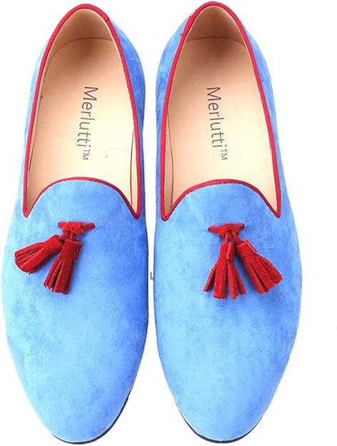 light blue velvet shoes