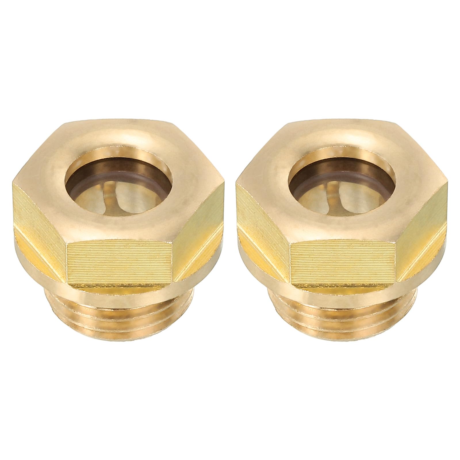 PATIKIL Air Compressor Oil Sight Glass, 2 Pack M16*1.5 Male Thread Brass Oil Liquid Level Gauge Air Compressor Parts with O-Ring