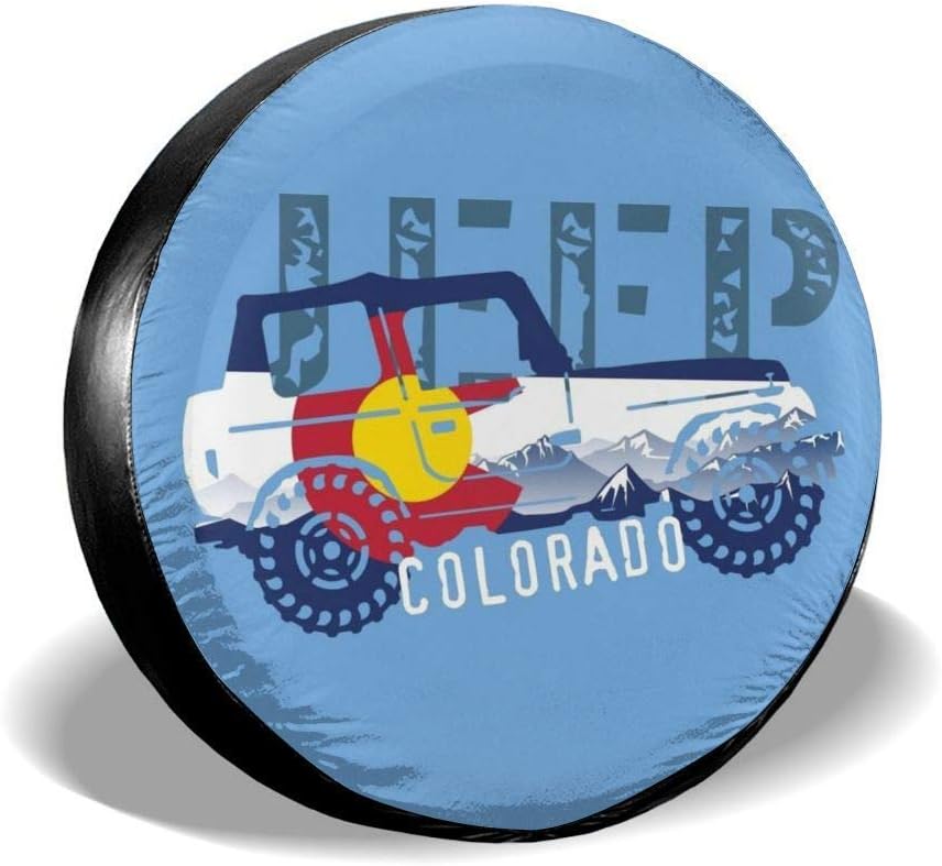 MOTALIN Colorado Offroad Universal Tire Cover PVC Leather Waterproof Dust-Proof Wheel Tire Cover Fit for Jeep Liberty Wrangler SUV Camper Travel Trailer Accessories 16In