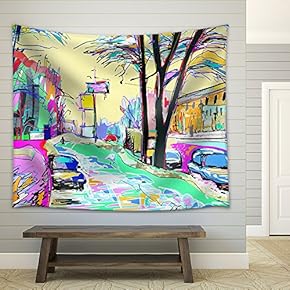 Digital Painting of Winter Landscape - Fabric Wall Tapestry Home Decor - 51x60 inches