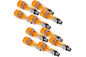 Othmro 10Pcs Signal Indicator Dash Light DC 110V Neon Indicator XD10-3 Plastic Shell Panel Mount Signal Pilot Dash Directional Lights Light Bulbs for Turning Signal Warning Indicator Light Yellow