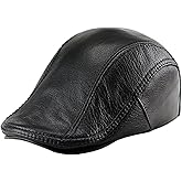 LUTICELI Men's Lambskin Leather Flat Cap Ivy Newsboy Hats Beret Cabbie Hat
