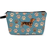 YULUENZE Blue Dachshund Paw Makeup Bag Cute Small Organizer Bag with Zipper Blue Dachshund Paw Cosmetic Bag Aesthetic Birthday Present for Dog Lovers Women Friends