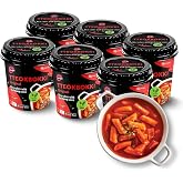 Premium Korean Spicy Cup Tteokbokki Instant Rice Cakes Korean – [Original (Gochujang) | Pack of 6] – Ready in 3 Minutes | Glu