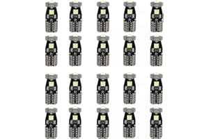 WLJH Super Bright Led T10 2825 168 194 Canbus Bulb Car Interior Dome Instrument Panel Gauge Cluster Dash License Plate Side Marker Parking City Lights White, 20 Pack