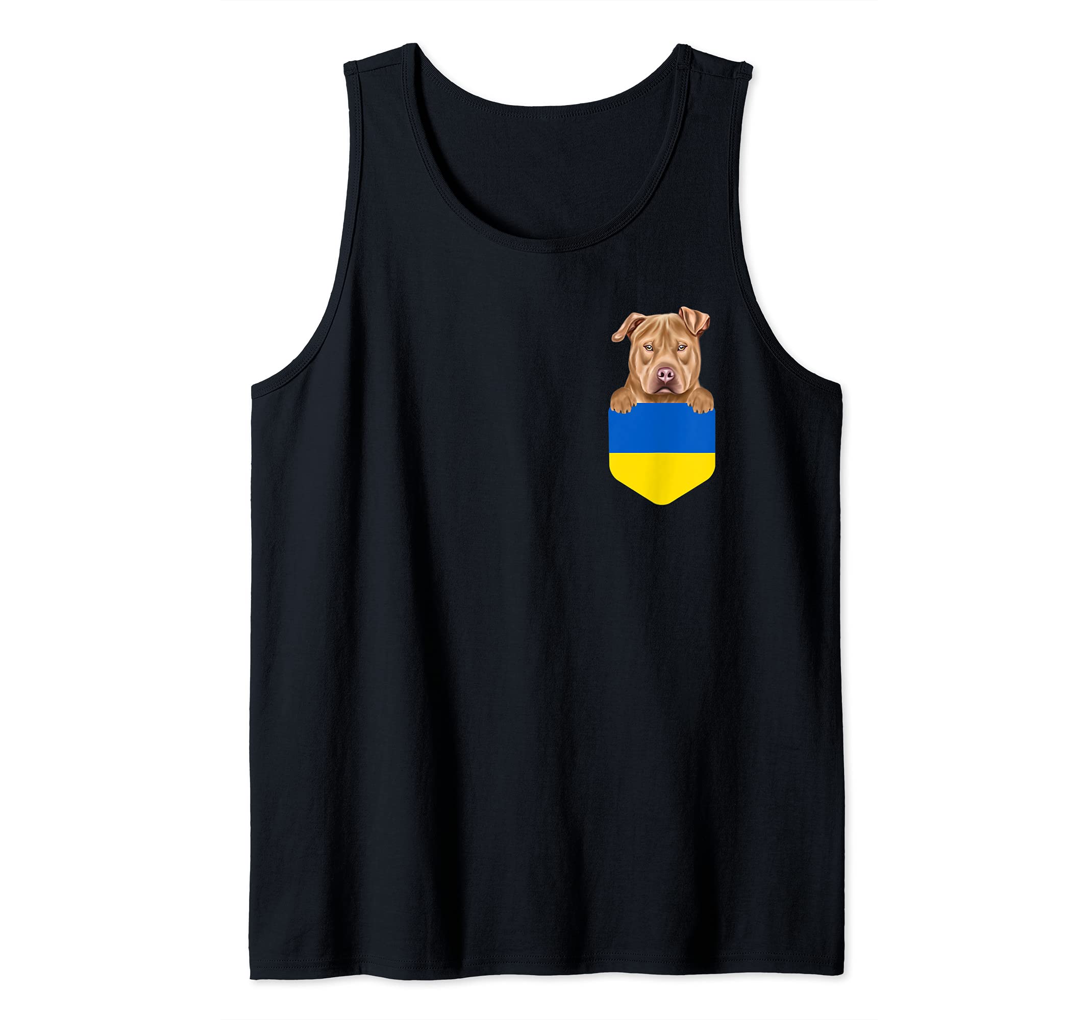 Ukraine Flag Usa Staffordshire Terrier Dog In Pocket Tank Top