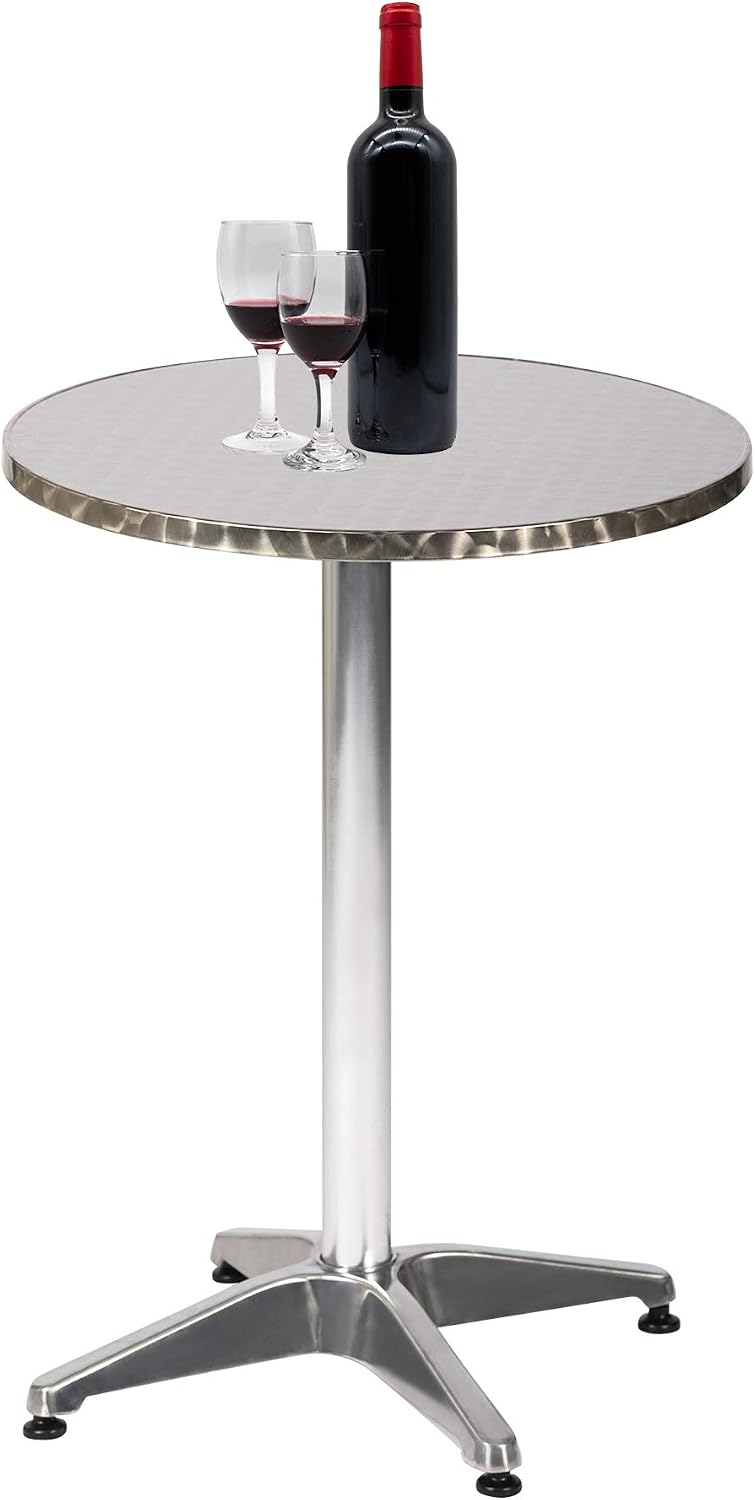 Amazon Com Vilobos Round Bar Table Patio Coffee Table Waterproof Anti Rust Small For Outdoor And Indoor With X Style Pedestal 23 6 D X 27 6 H Aluminum Stainless Steel Garden Outdoor