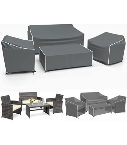 Housse De Meubles De Patio Gasadar – 279x213x71 Cm, Imperméable 500D, Résistante UV, Avec Cordons Et Aérations, Grise