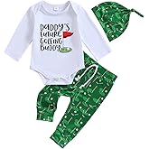 RWYBEIW Newborn Baby Golf Outfit Girl Boy Daddy's Future Golfing Buddy Funny Romper T-shirt Golf Pants 3Pcs Fall Clothes Set
