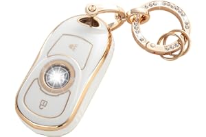 RUABIBAN Key Fob Cover Compatible with Buick, Soft TPU Key Case Protection Shell Fit for Buick Encore Enclave Envision