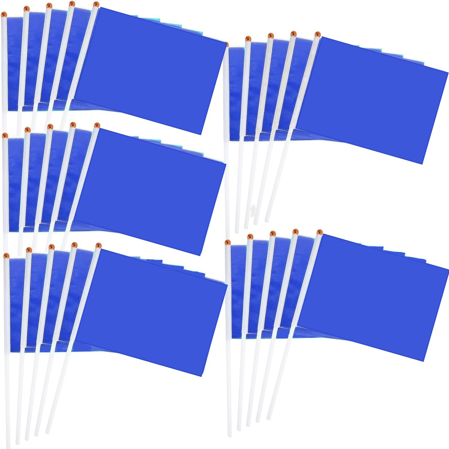 50 Packs Plain Blue Hand-hold Mini Flag Solid Color DIY Graffiti Banner Referee Flag Party Parade Celebration Sports Kindergarten School Events Festival Outdoor Decoration 14 * 21cm/5.5 * 8.2in — image 1