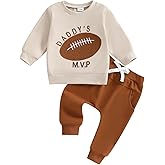 Toddler Baby Boy Sweatshirt Outfit Football Long Sleeve Shirt Jogger Pants Fall Outfits Winter Clothes Set