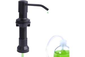 GMCOZY Kitchen Sink Soap Dispenser Matte Black with 47" Extension Tube Kit and 17 Oz Soap Bottle, Dish Sink Hand Soap Dispenser Pump Replacement