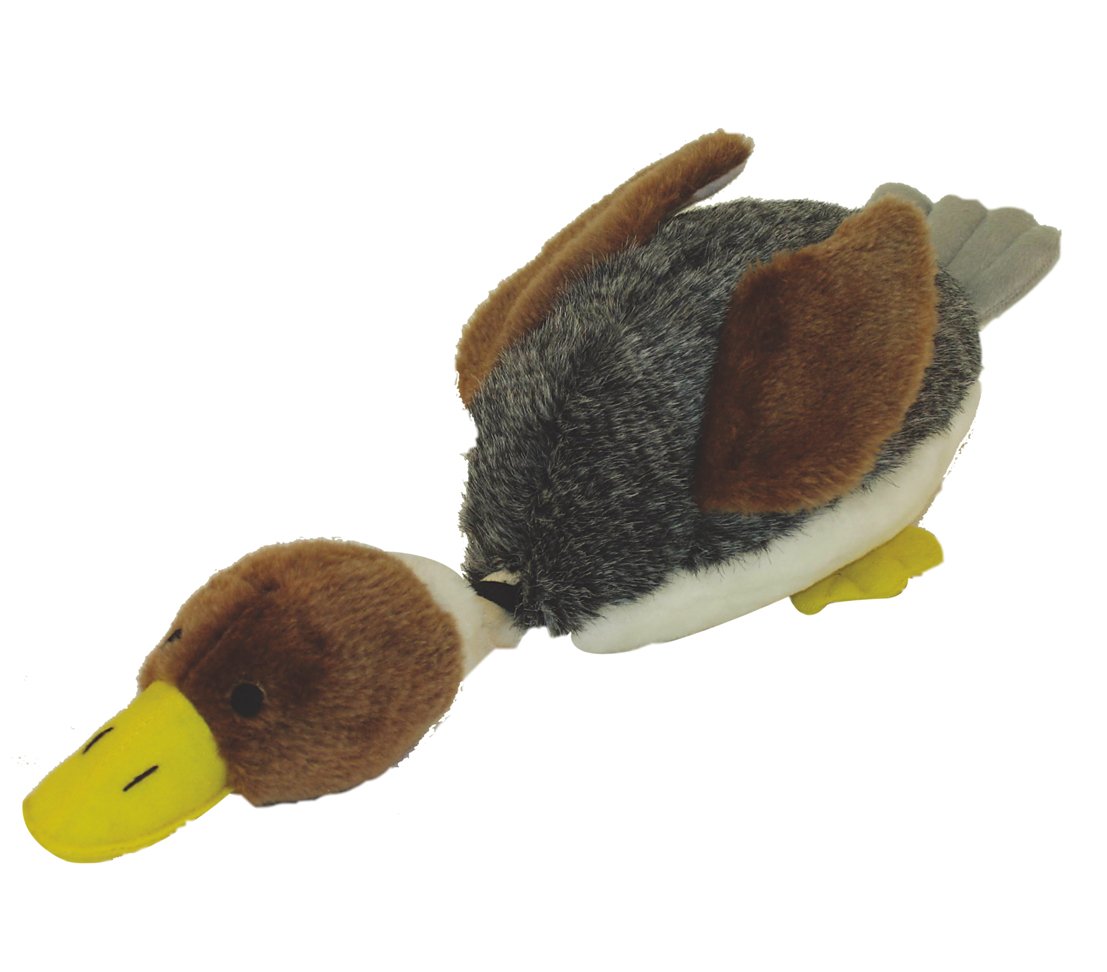 Dehner Daffy Toy for dogs with Duck Sound Approx. 40 x 17 cm, plush, grey/brown
