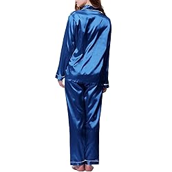 Womens Satin Pajamas Set Long Sleeve Sleepwear