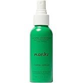 MONKS Whole Body Natural Deodorant Spray - For Women and Men, Aluminum-Free, Baking Soda Free, Probiotics, Organic AHA’s, Pure Essential Oils (Copal Green)