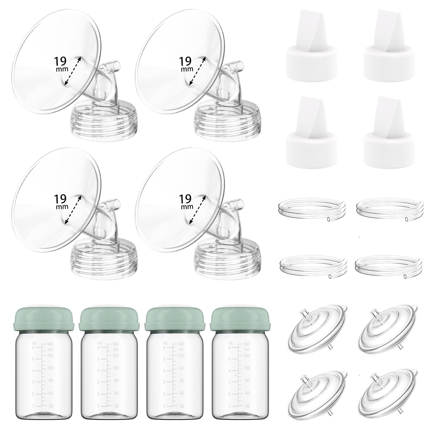 Photo 1 of 4 Full Pump Parts Kits for Spectra S1/S2/9 Plus/Synergy Gold, Replacement Kit for Spectra Pump Parts 4PC,Include 19mm Flange, Duckbill Valve, Tube, Bottle, Backflow Protector, Not Original Accessories