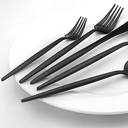 Matte Black Silverware Set, Vanys 30 Piece