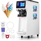 Commercial Ice Cream Machine, 10.4-20 QT/H Yield Soft Serve Ice Cream Machine with 4L Hopper &amp; 1.6L Cylinder, Pre-Cooling &amp; Auto Clean, Touch LCD for Snack Restaurants Bars (white, 4L)