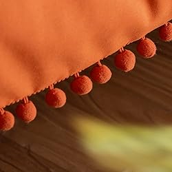 annadaif Burnt Orange Comforter Set Queen Size, Pom