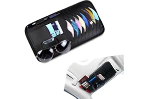 dawfall Pack-1 Car Sun Visor CD Bag, Multi-Function Multi-Pocket Leather CD Storage Holder with Sunglasses Pen Space, One-Hand Grab and Go Portable Organizer, Universal for Cars Accessory (Black)