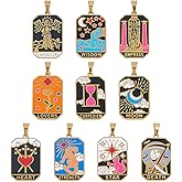DICOSMETIC 10Pcs 10 Styles Tarot Charms Printed Enamel Card 18K Gold Plated Jewelry Charms Tarot Pattern Magic Rectangle Charm Divation Tarotcard Pendants for DIY Jewelry Making