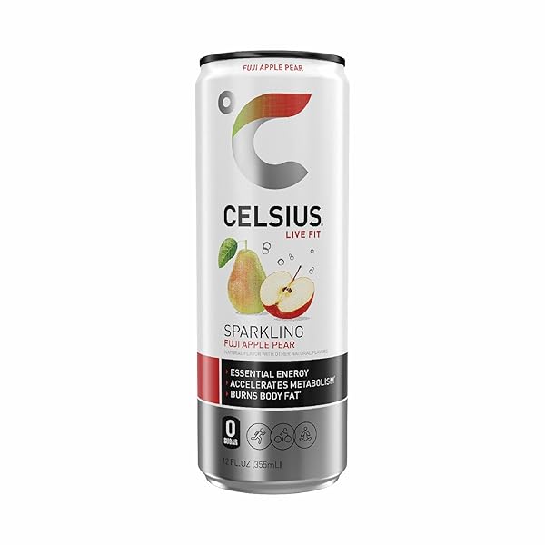 CELSIUS SPARKLING FUJI APPLE PEAR, FUNCTIONAL ESSENTIAL ENERGY DRINK, 12 FL OZ